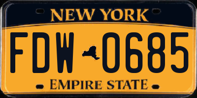 NY license plate FDW0685