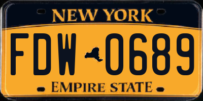 NY license plate FDW0689