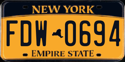 NY license plate FDW0694