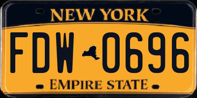 NY license plate FDW0696