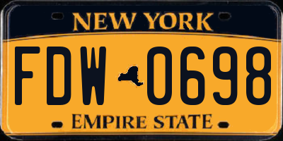 NY license plate FDW0698