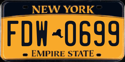 NY license plate FDW0699
