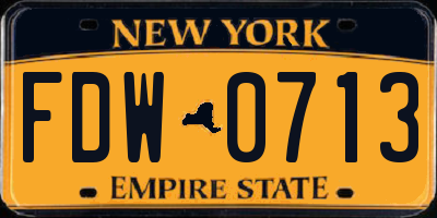 NY license plate FDW0713