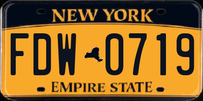 NY license plate FDW0719