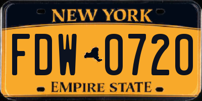NY license plate FDW0720