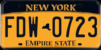 NY license plate FDW0723