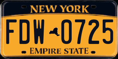 NY license plate FDW0725