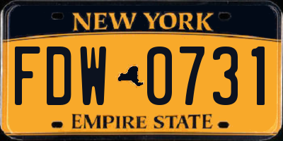 NY license plate FDW0731