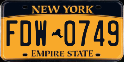 NY license plate FDW0749