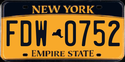 NY license plate FDW0752
