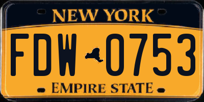 NY license plate FDW0753