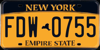 NY license plate FDW0755