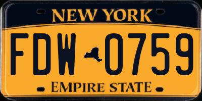 NY license plate FDW0759