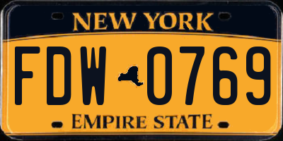 NY license plate FDW0769