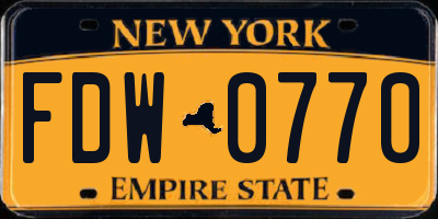 NY license plate FDW0770