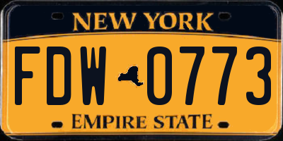NY license plate FDW0773