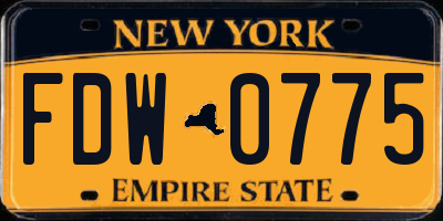 NY license plate FDW0775