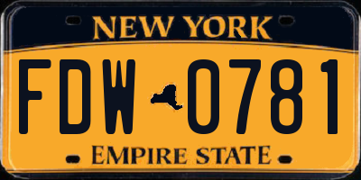 NY license plate FDW0781