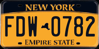 NY license plate FDW0782