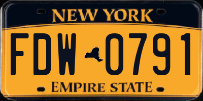 NY license plate FDW0791