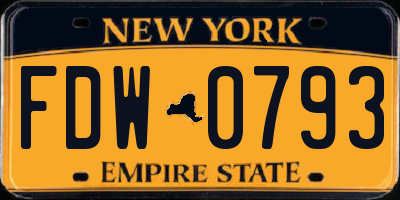NY license plate FDW0793