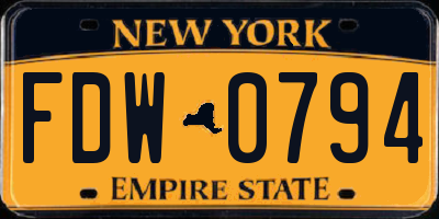 NY license plate FDW0794