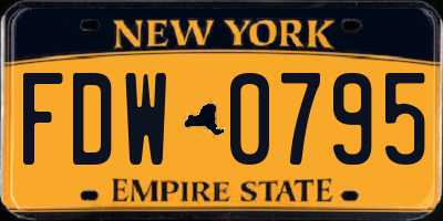NY license plate FDW0795