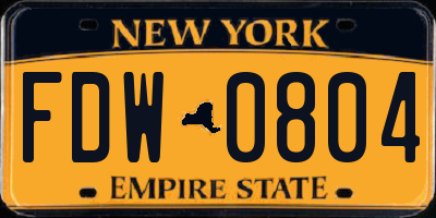 NY license plate FDW0804