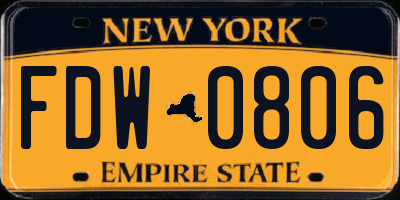 NY license plate FDW0806