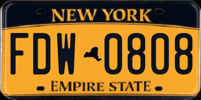 NY license plate FDW0808