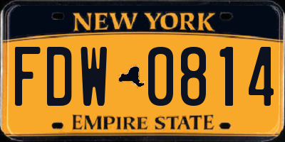 NY license plate FDW0814