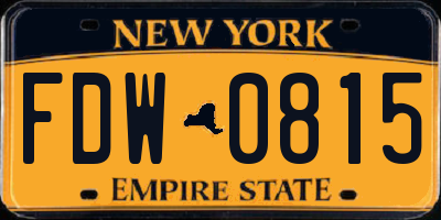 NY license plate FDW0815
