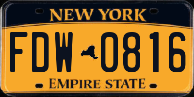 NY license plate FDW0816