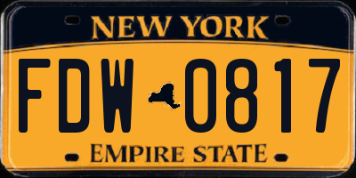 NY license plate FDW0817