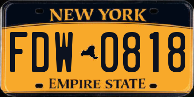 NY license plate FDW0818