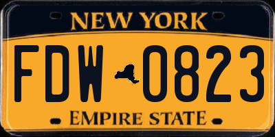 NY license plate FDW0823
