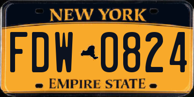 NY license plate FDW0824