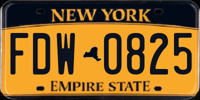 NY license plate FDW0825