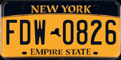 NY license plate FDW0826