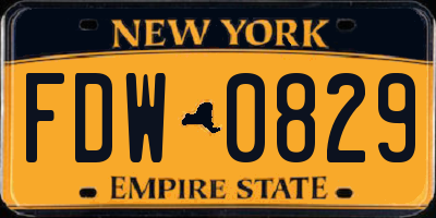 NY license plate FDW0829