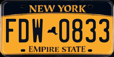 NY license plate FDW0833