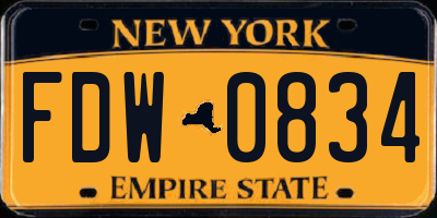 NY license plate FDW0834
