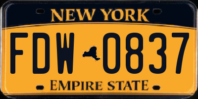NY license plate FDW0837