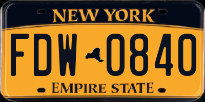 NY license plate FDW0840