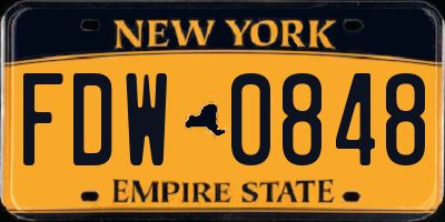 NY license plate FDW0848