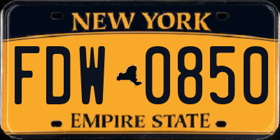 NY license plate FDW0850