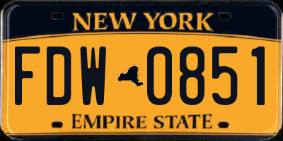 NY license plate FDW0851