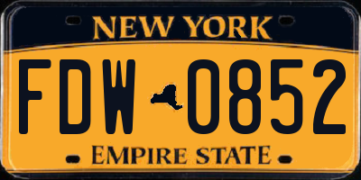 NY license plate FDW0852