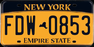 NY license plate FDW0853
