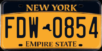 NY license plate FDW0854